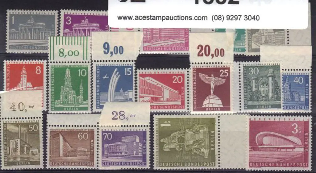 Germany - Berlin 1956/62 defins set of 15 to 3DM. ... Image 1++