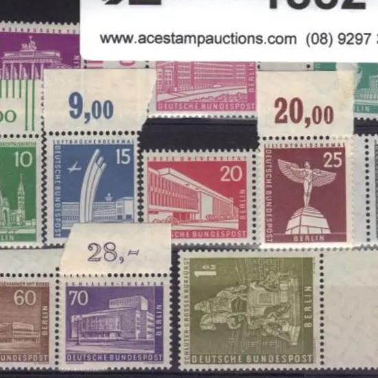 Germany - Berlin 1956/62 defins set of 15 to 3DM. ...