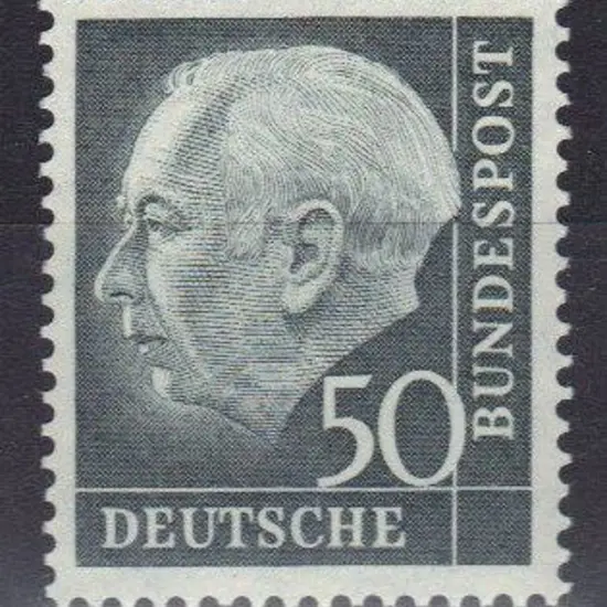 Germany-West 1954 50pf slate-black Heuss, 20mm x ...