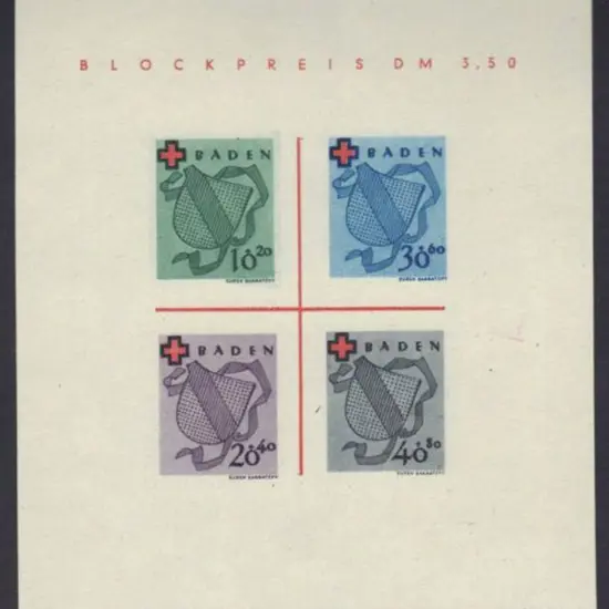 Germany-Baden 1949 Red Cross Imperf M/S. Fine MUH ...