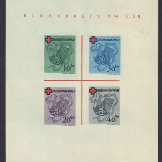Germany - Rheinland 1949 Red Cross Imperf M/S. ...