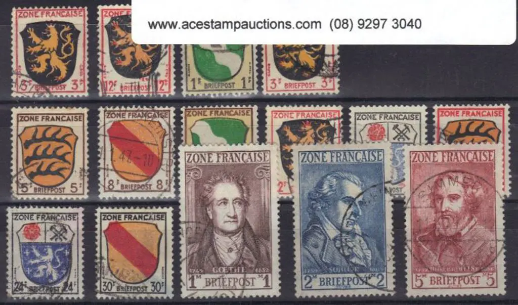 Germany-French Zone 1945 Arms & Portraits set of ... Image 1++
