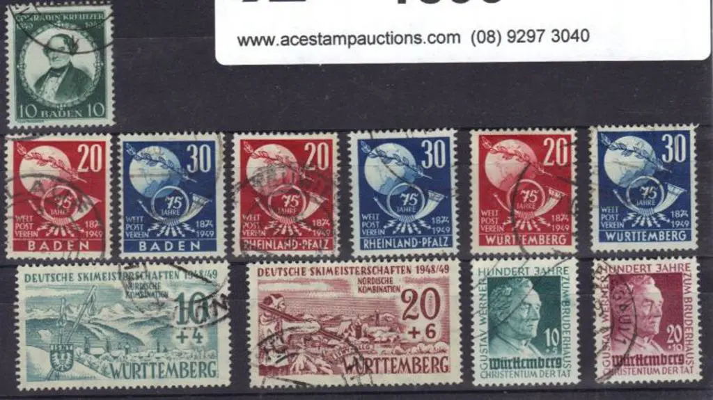 Germany-French Zone 1949 issues of Baden ... Image 1++
