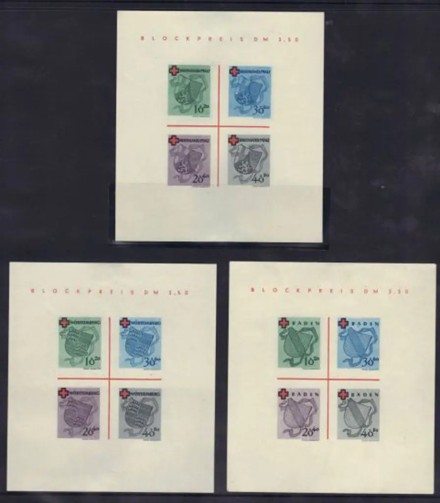 Germany-French Zone 1949 Red Cross M/S's for ... Image 1++