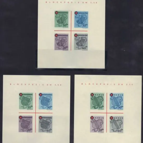 Germany-French Zone 1949 Red Cross M/S's for ...