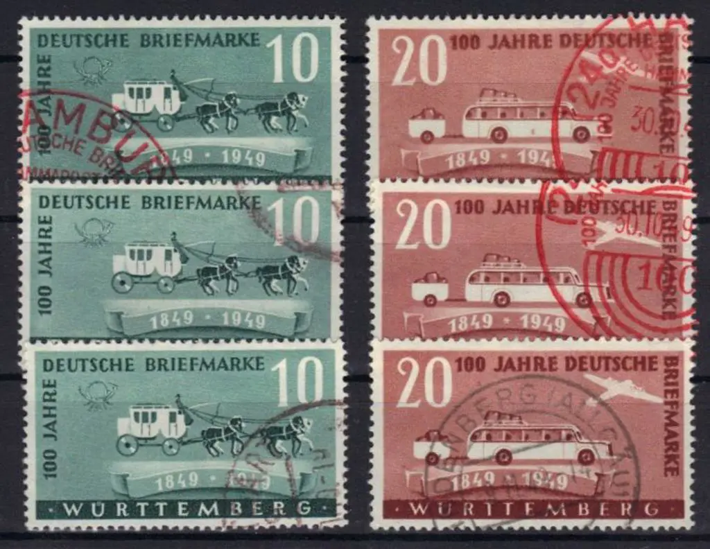 Germany-French Zone 1949 Stamp Centenary issues ... Image 1++