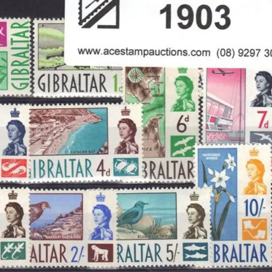 Gibraltar 1960 QEII defins complete set of 14 to ...
