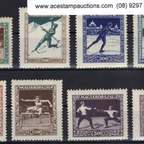 Hungary 1925 Sports Association set of 8. Fresh ...