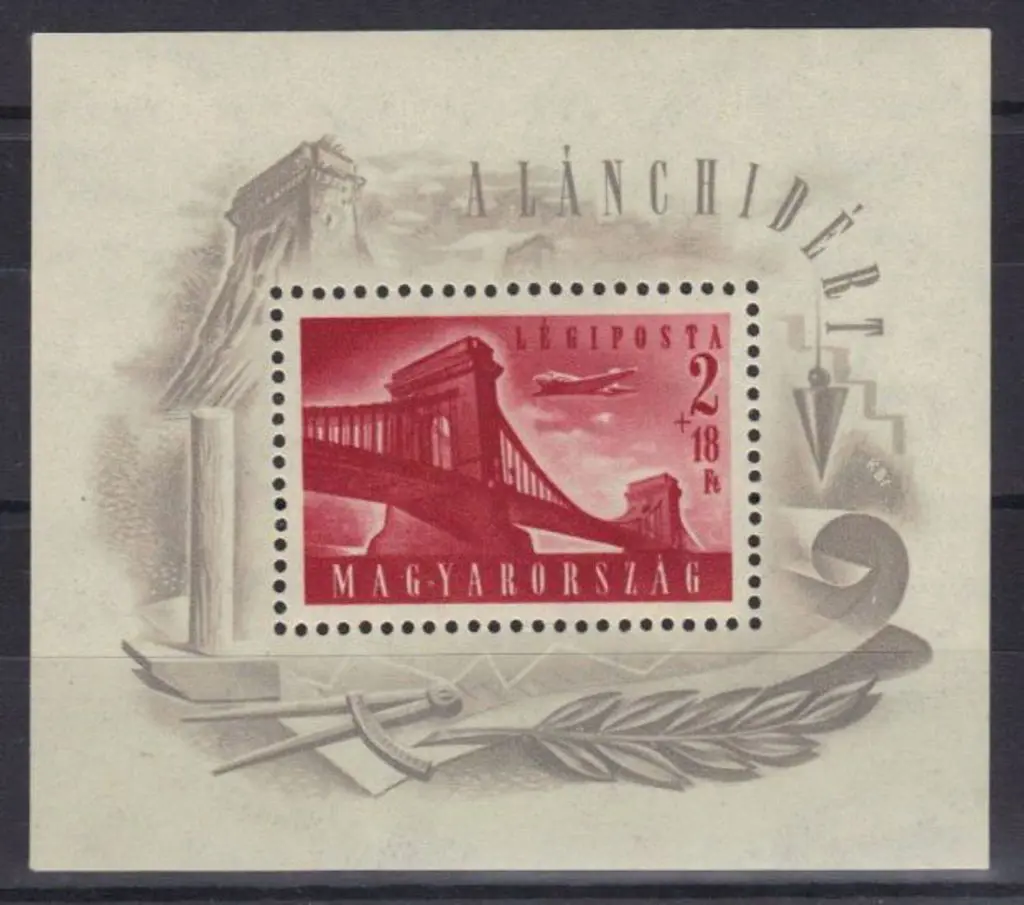 Hungary 1949 2ft & 18ft Chain Bridge M/S. Fresh ... Image 1++