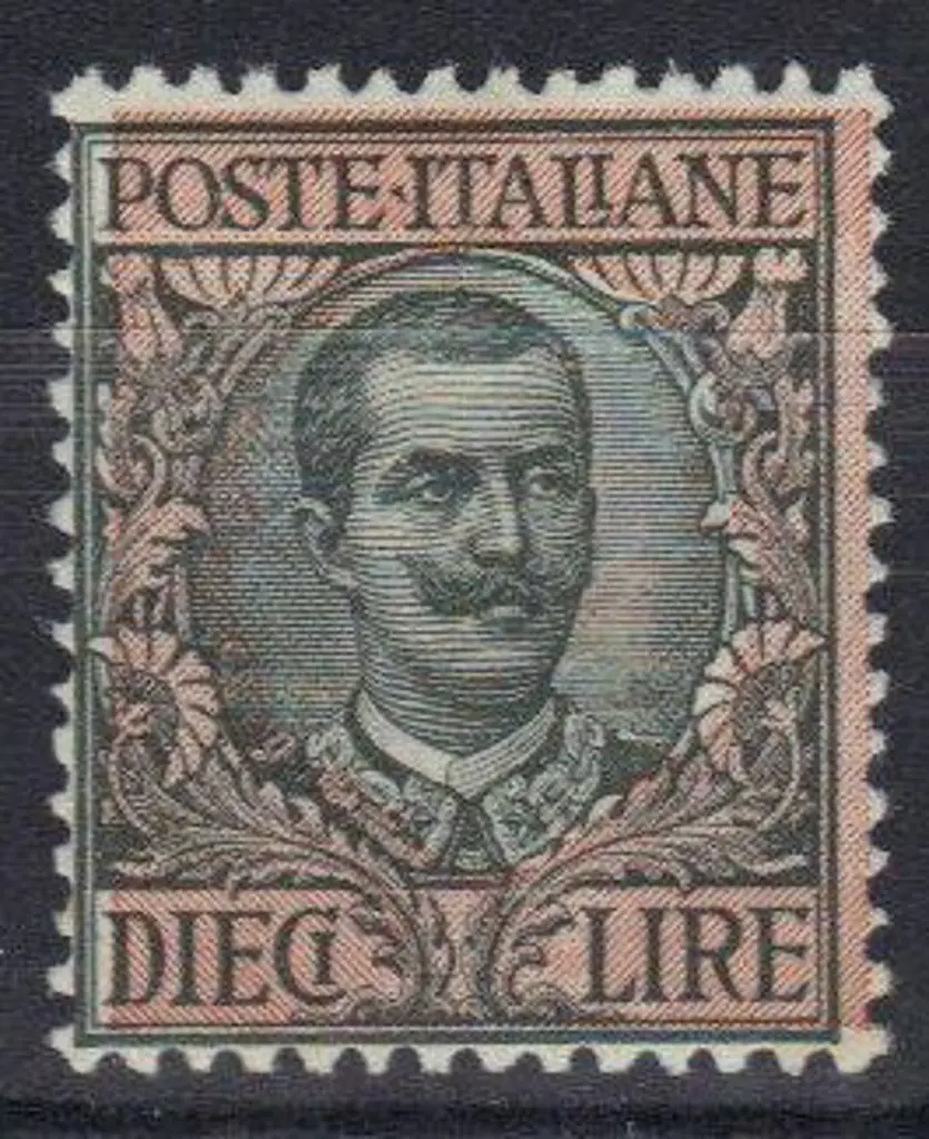 Italy 1910 10 lire sage green & pale rose. MUH ... Image 1++