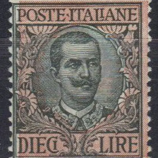Italy 1910 10 lire sage green & pale rose. MUH ...