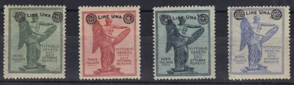Italy 1924 One Lira surcharges on "Victory" ... Image 1++