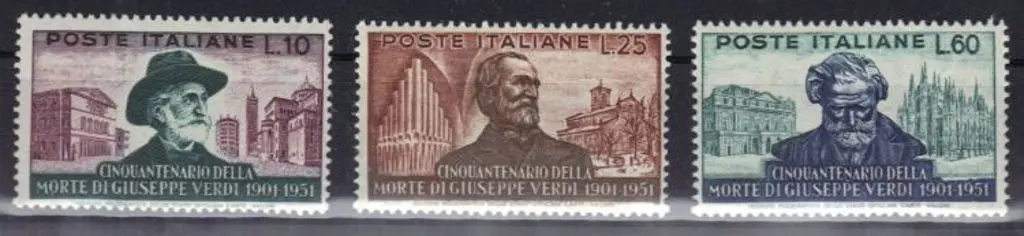 Italy 1951 Verdi set of 3 MUH. SG 803/5 Cat. £80 Image 1++