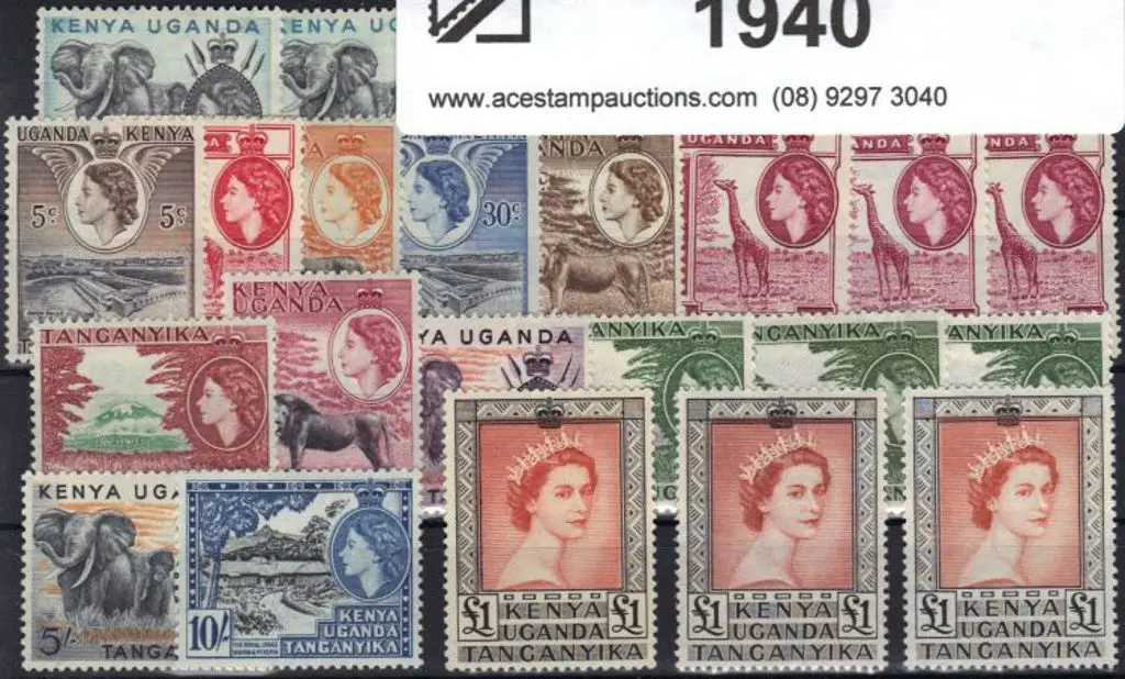 KUT 1954/59 QEII defins to £1 with 3 shades of ... Image 1++