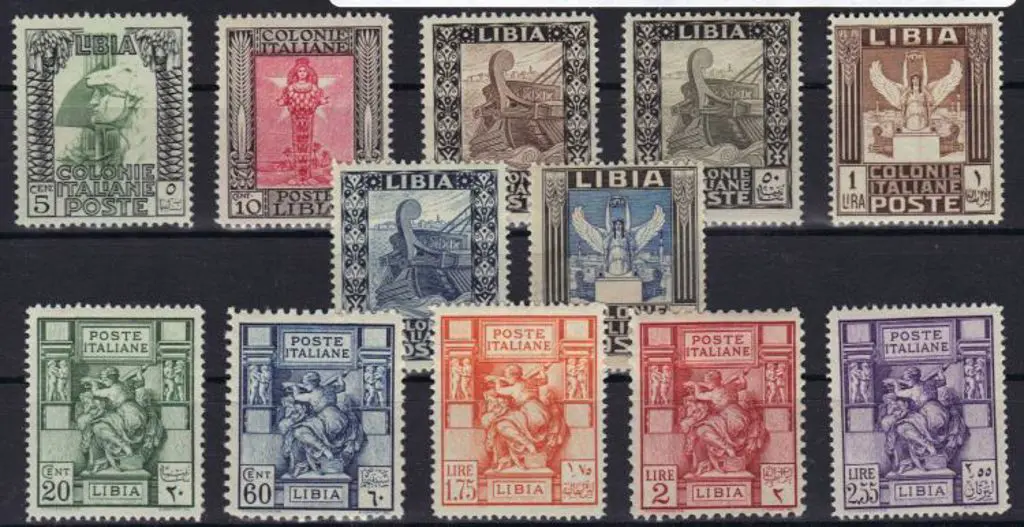Libya 1924/31 Libyan Sibyl no wmk set (ex 40¢), ... Image 1++