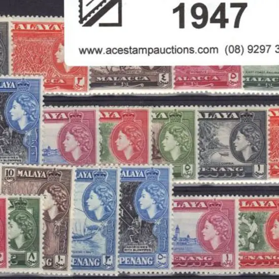 Malaya 1957 Malacca & Penang sets of 11 to $5. ...