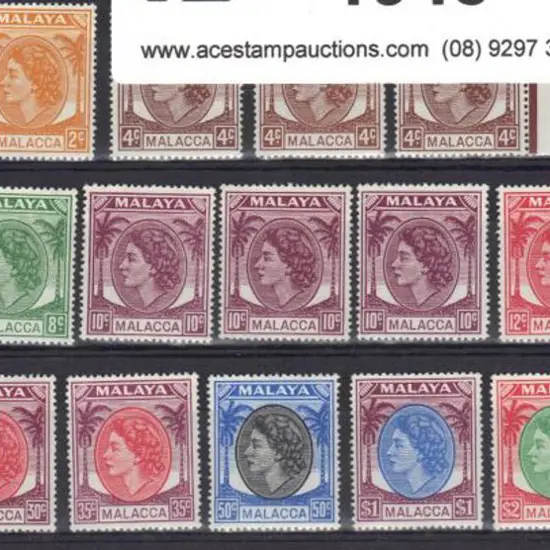 Malaya-Malacca 1954/57 complete set of 16 to $5, ...