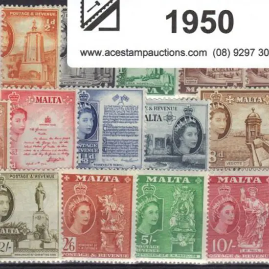 Malta 1956/58 QEII defins complete set of 17 to £1 ...