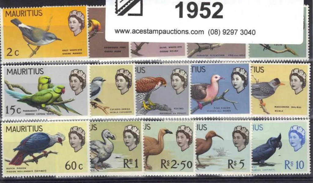 Mauritius 1965 Birds defins complete to 10R MUH ... Image 1++