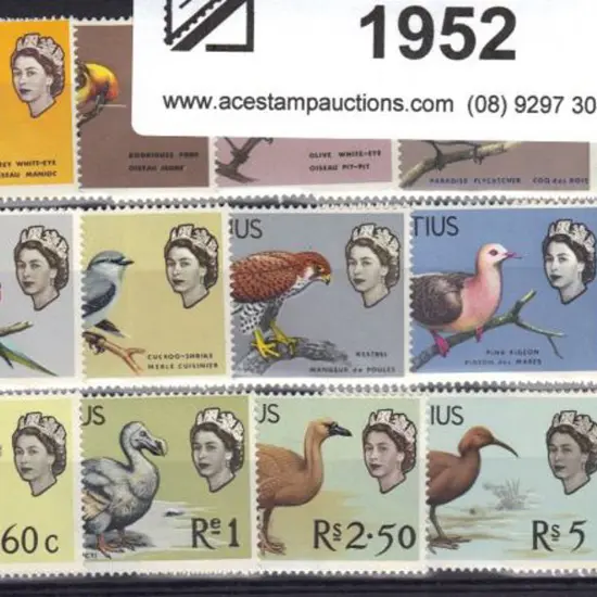 Mauritius 1965 Birds defins complete to 10R MUH ...