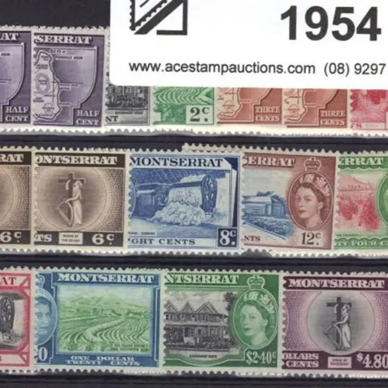 Montserrat 1953/62 QEII defins complete to $4.80 ...