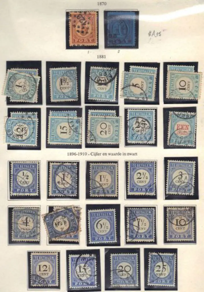 Netherlands 1870 5¢ & 10¢ Postage Dues plus 1881 ... Image 1++