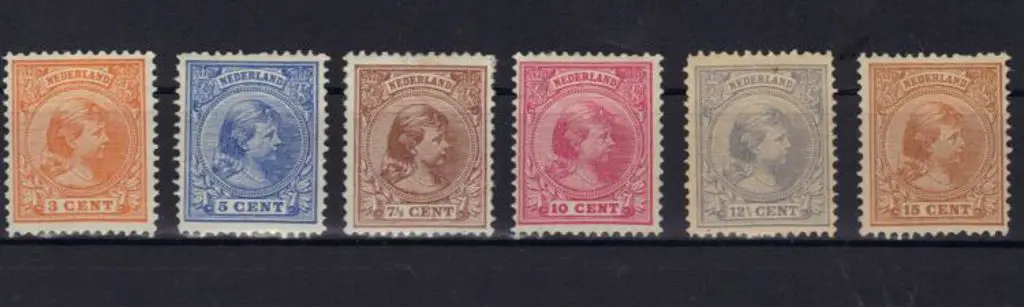 Netherlands 1876 Queen Wilhelmina "a" numbers of ... Image 1++
