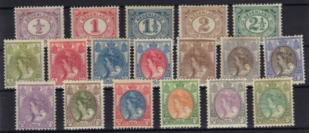 Netherlands 1879/1923 MLH numerals & Queens to ... Image 1++