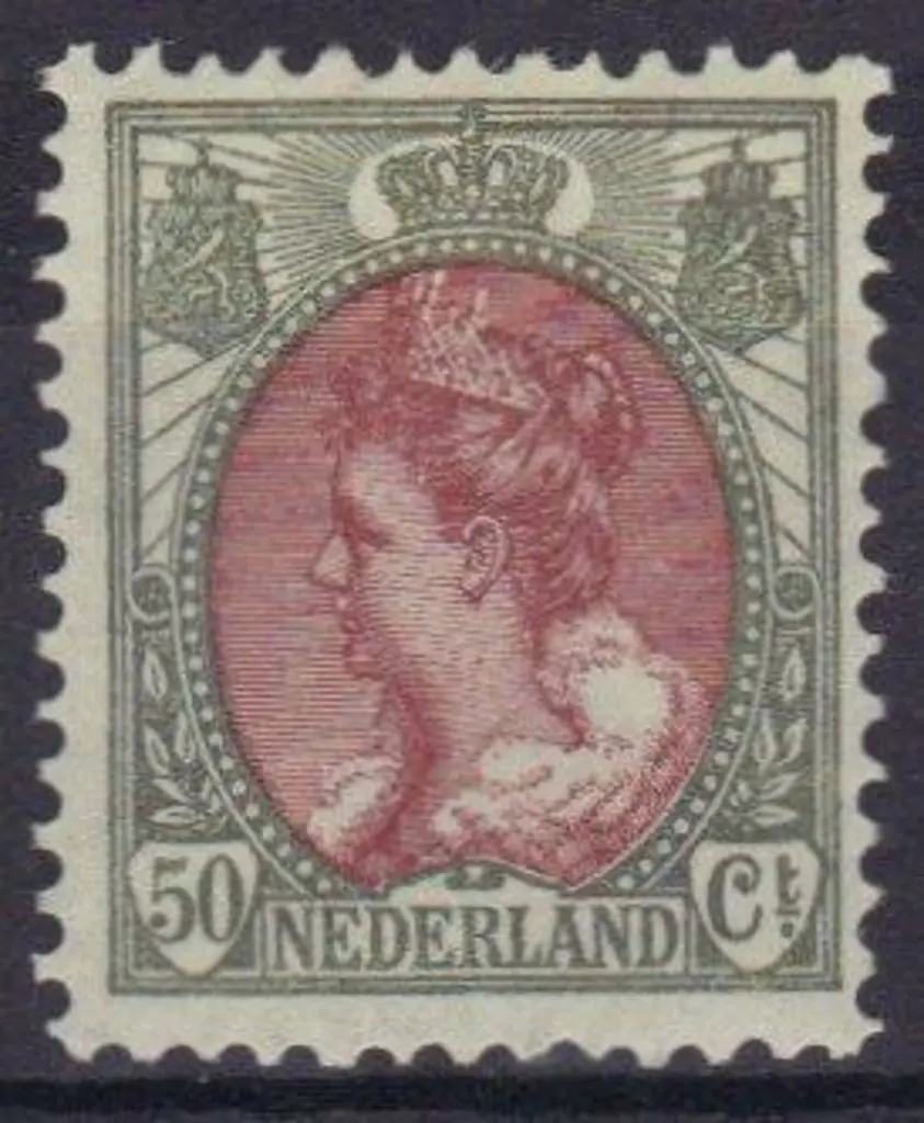 Netherlands 1898 50¢ lake & bronze green. Fine MLH ... Image 1++