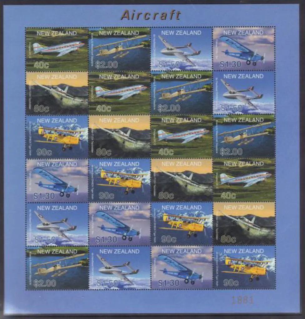 New Zealand 2001 Aircraft Limited Edition sheetlet ... Image 1++