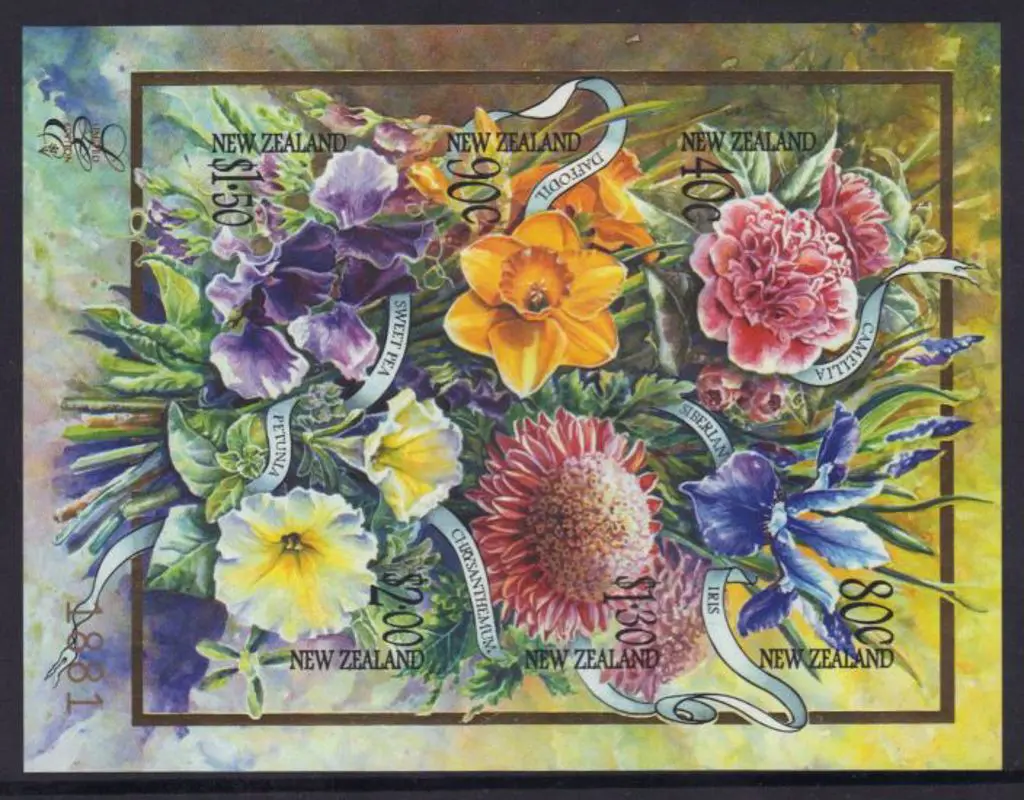 New Zealand 2001 Garden Flowers Imperforate ... Image 1++