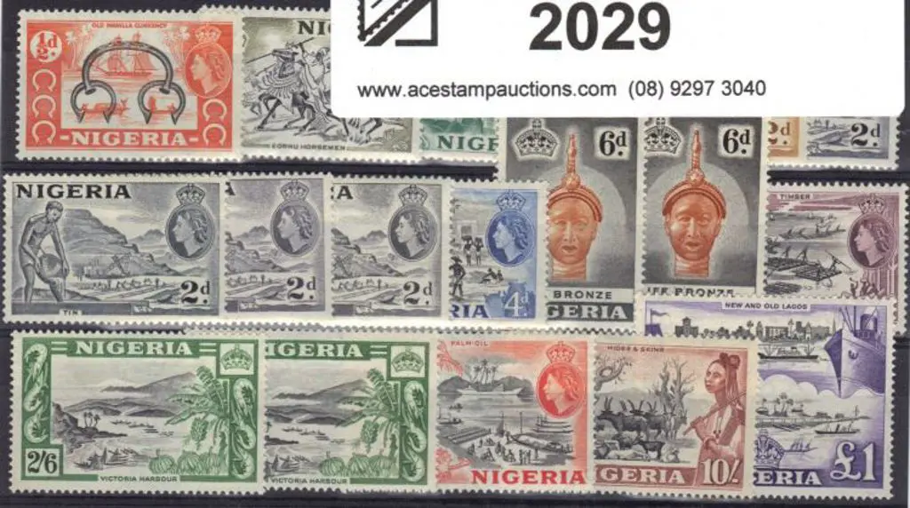Nigeria 1953/58 QEII defins complete to £1 incl ... Image 1++