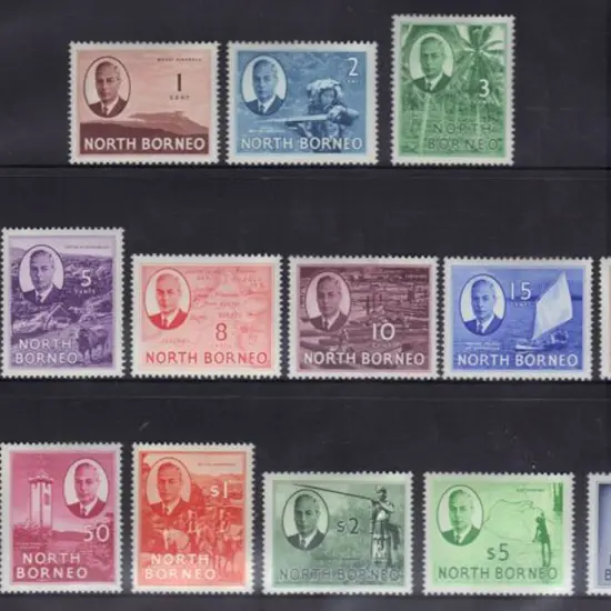 North Borneo 1950 KGVI defins set of 15 to $10 but ...