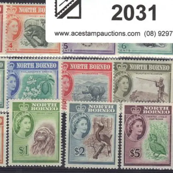 North Borneo 1961 QEII defins to $10 (ex 75¢). ...