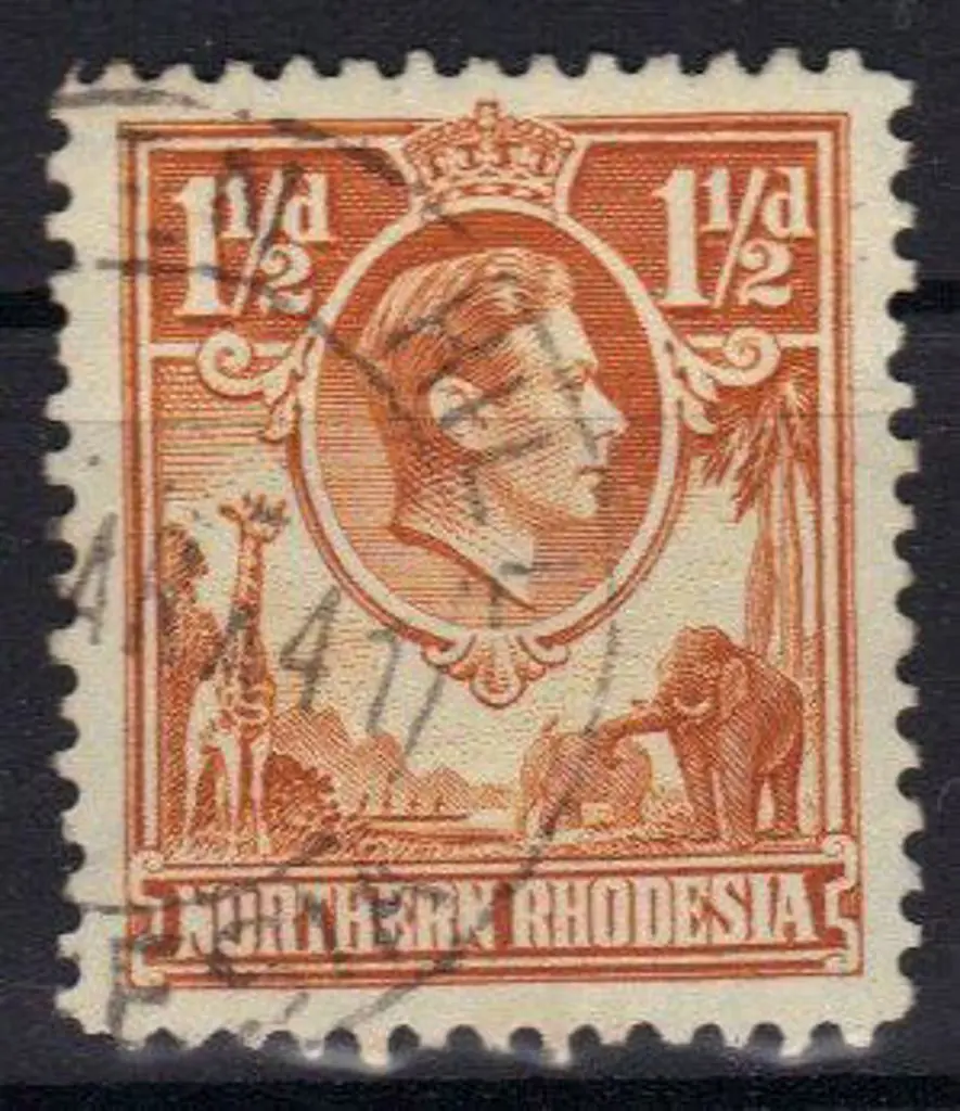 Northern Rhodesia 1938 1½d yellow brown showing ... Image 1++