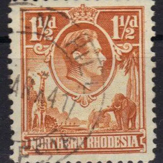 Northern Rhodesia 1938 1½d yellow brown showing ...