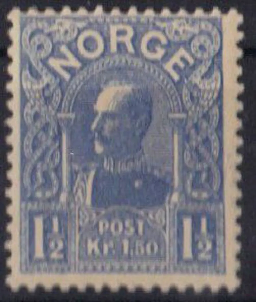 Norway 1909/10 1½kr ultramarine in larger format. ... Image 1++
