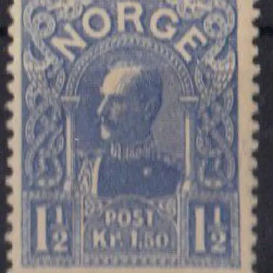 Norway 1909/10 1½kr ultramarine in larger format. ...