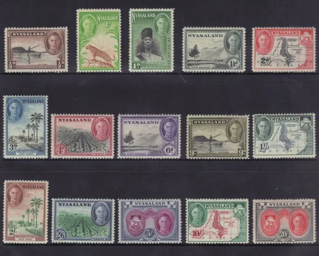 Nyasaland 1945 KGVI defins set of 15 to 20/- MUH ... Image 1++