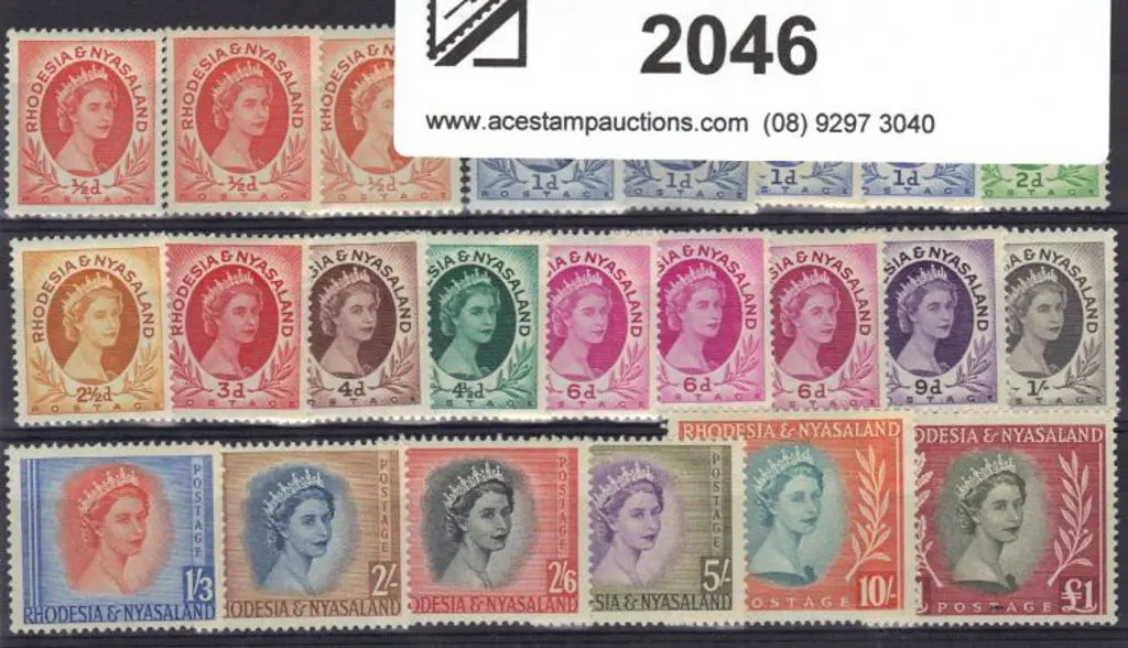 Rhodesia & Nyasaland 1954/56 defins to £1 incl ... Image 1++