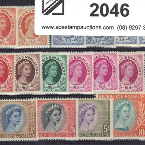 Rhodesia & Nyasaland 1954/56 defins to £1 incl ...