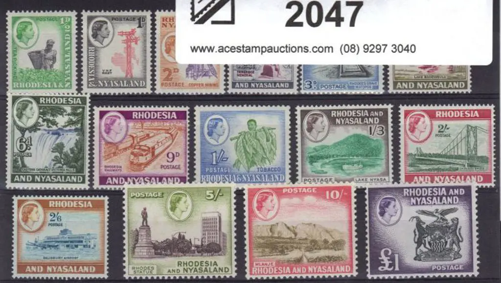 Rhodesia & Nyasaland 1959/62 QEII defins set of 15 ... Image 1++