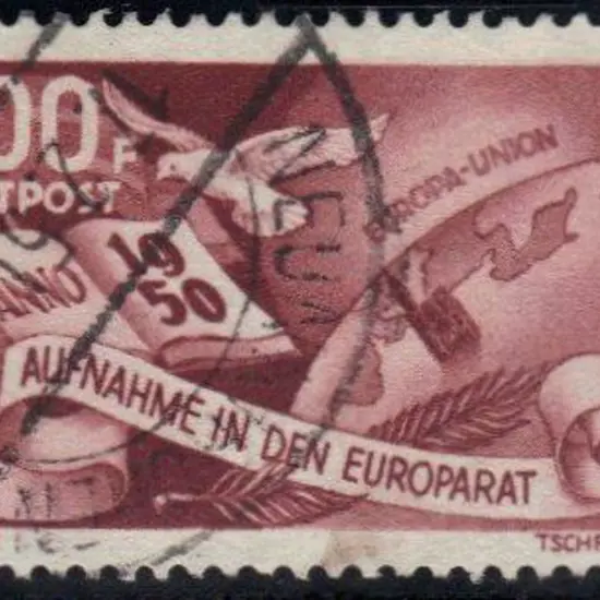 Saarland 1950 Europarat pair F/U. 25f with ...