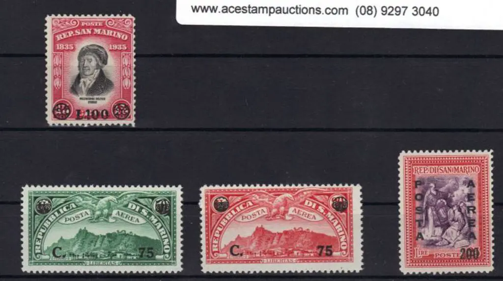 San Marino 1936 Air Provisionals. 1948 100 lire on ... Image 1++