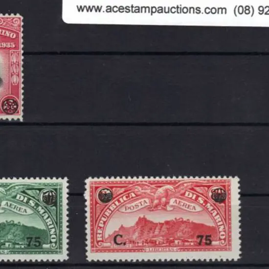 San Marino 1936 Air Provisionals. 1948 100 lire on ...