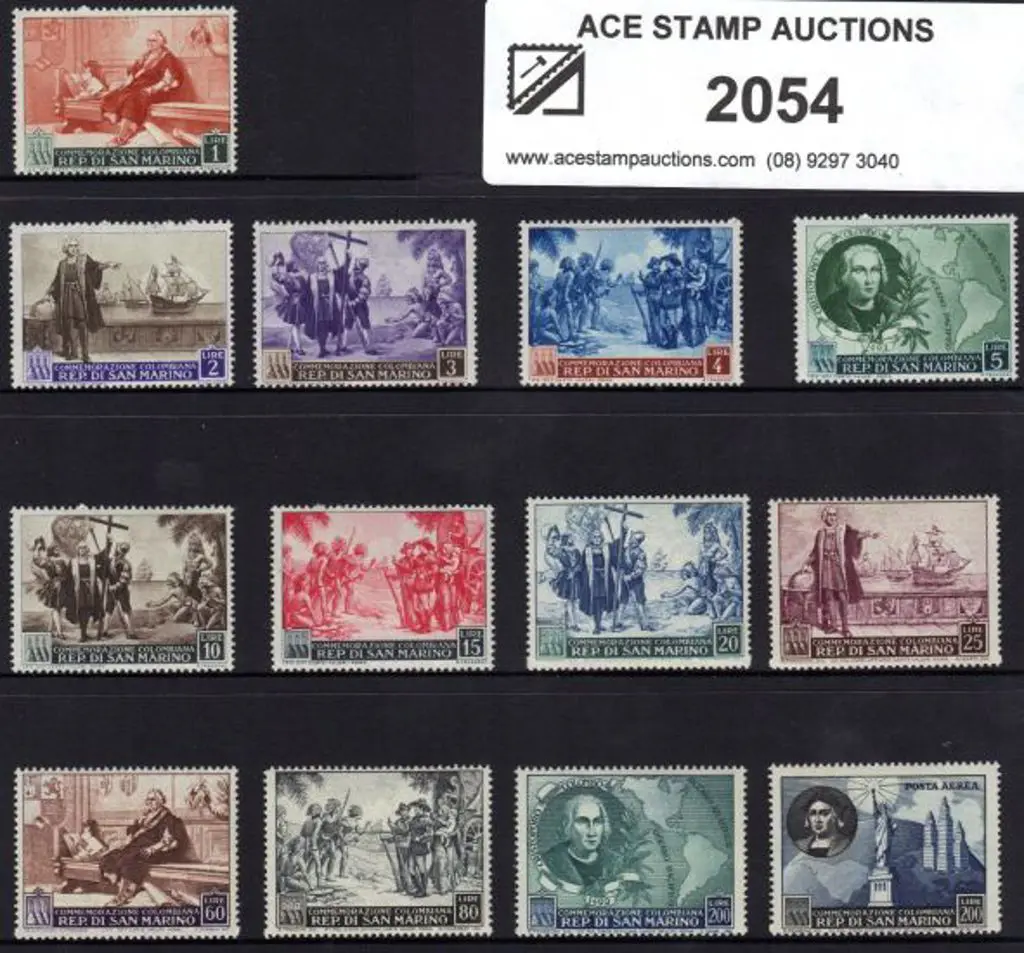 San Marino 1952 Columbus set incl 200 lire air. ... Image 1++