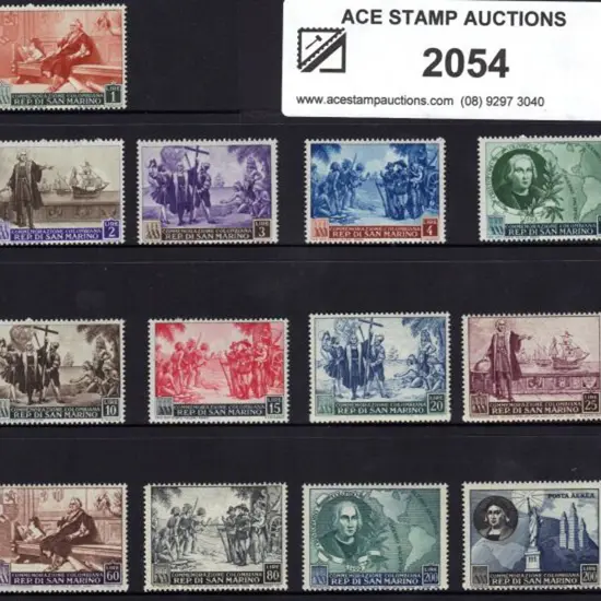 San Marino 1952 Columbus set incl 200 lire air. ...