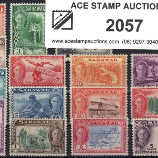 Sarawak 1950 KGVI Pictorials set of 15 to $5. ...