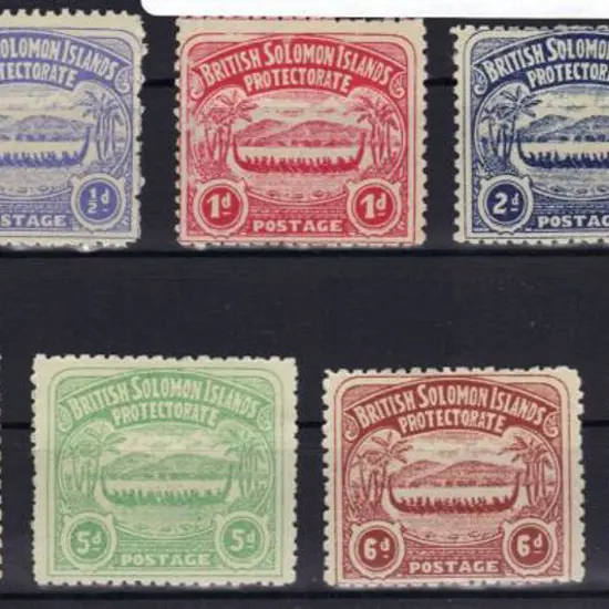 Solomon Islands 1907 "Large Canoes" set with ½d ...