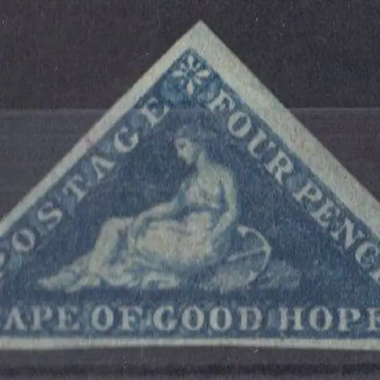 South Africa 1863/64 4d deep blue with 3 large ...